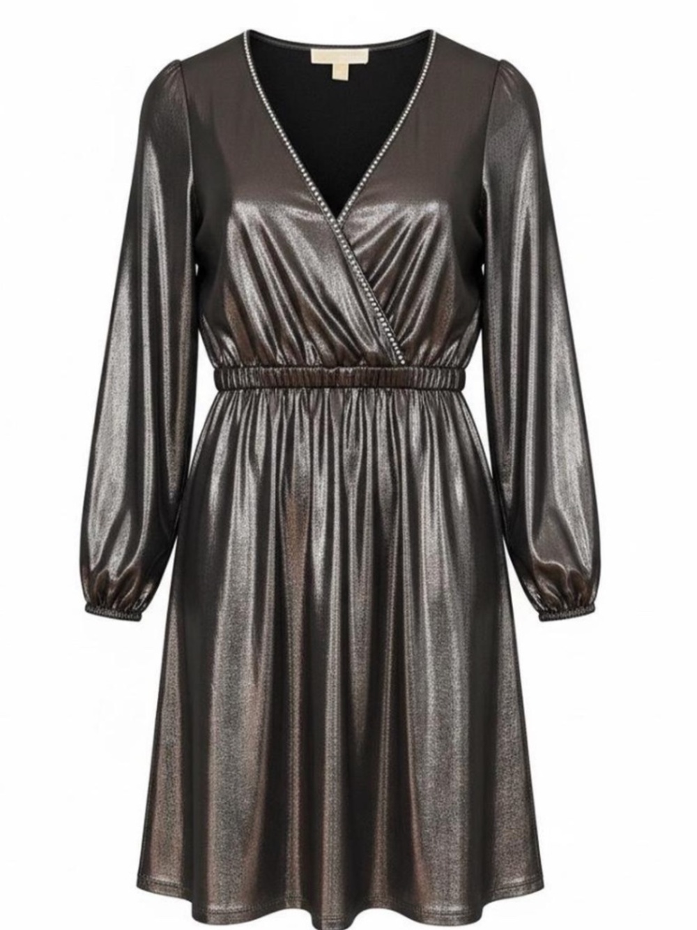 Michael Kors Women's Metallic Gray Long Sleeve Dress Size Medium